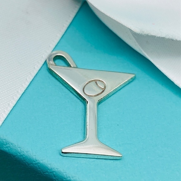 Tiffany & Co Martini Glass charm Cocktail Olive Bar charm Sterling 925  NICE - Picture 5 of 8